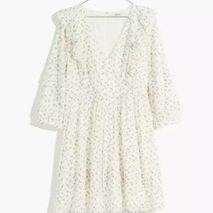 Madewell Ruffled Pleat-Sleeve Mini Dress, size 14